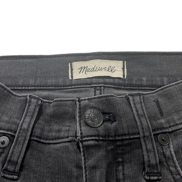 Madewell 9” Mid-Rise Skinny Jeans Women Grey Wash Sz 25 x29 Ripped Raw Hem Denim - Picture 5 of 16